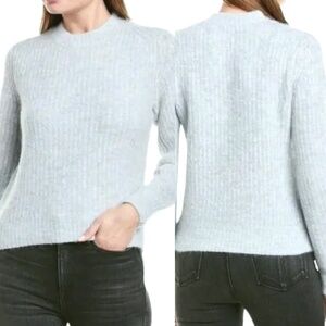 RAG & BONE Jonie Alpaca Blend Rib Knit Crew Neck Sweater in Light Blue - M